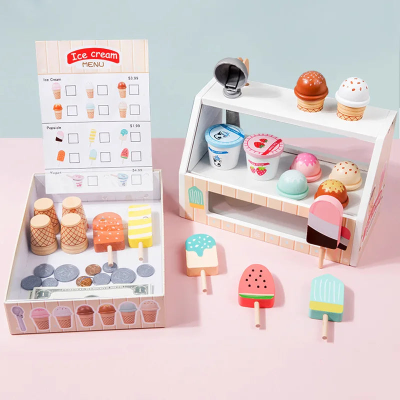 Montessori Wooden Ice Cream shop Playset for children multivariant-6